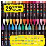 Uni Posca Paint Markers, 5M Medium Acrylic Markers with Reversible Tips, Artist Recommended for Gifts, Decorations, Fabric, Metal, Glass, Wood and Canvas, Assorted Colors, Set of 29 Uni Posca Paint Markers, 5M Medium Acrylic Markers with Reversible Tips, Artist Recommended for Gifts, Decorations, Fabric, Metal, Glass, Wood and Canvas, Assorted Colors, Set of 29