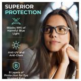 Prospek Blue Light Glasses for Woman and Men Superior 99% HARMFUL Blue Light Blocking Computer Glasses, DYNAMIC Anti-Glare Bluelight Reading Glasses, Regular, No Magnification Prospek Blue Light Glasses for Woman and Men Superior 99% HARMFUL Blue Light Blocking Computer Glasses, DYNAMIC Anti-Glare Bluelight Reading Glasses, Regular, No Magnification