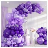 133pcs Purple Balloons Garland Kit - 18/12/10/5 Inch Metallic, Dark & Pastel Purple Confetti Balloons Arch Decor for Birthday, Wedding, Baby Shower Party Supplies 133pcs Purple Balloons Garland Kit - 18/12/10/5 Inch Metallic, Dark & Pastel Purple Confetti Balloons Arch Decor for Birthday, Wedding, Baby Shower Party Supplies