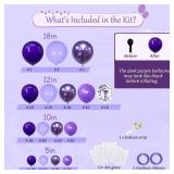 133pcs Purple Balloons Garland Kit - 18/12/10/5 Inch Metallic, Dark & Pastel Purple Confetti Balloons Arch Decor for Birthday, Wedding, Baby Shower Party Supplies 133pcs Purple Balloons Garland Kit - 18/12/10/5 Inch Metallic, Dark & Pastel Purple Confetti Balloons Arch Decor for Birthday, Wedding, Baby Shower Party Supplies