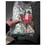 Lintex Holly Bough Stonewashed Border Christmas Tablecloth, 60 x 102 Inch Rectangle, Poinsettia and Holly Sprig Sage Bordered Holiday Easy Care Fabric Table Cover Lintex Holly Bough Stonewashed Border Christmas Tablecloth, 60 x 102 Inch Rectangle, Poinsettia and Holly Sprig Sage Bordered Holiday Easy Care Fabric Table Cover