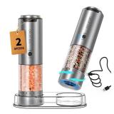 CIRCLE JOY Electric Salt and Pepper Grinder Set Stainless Steel Rechargeable Salt and Pepper Grinder Set, Variable Grinding Speed, External Adjustable Coarseness, Storage Base, White LED Light, Silver CIRCLE JOY Electric Salt and Pepper Grinder Set Stainless Steel Rechargeable Salt and Pepper Grinder Set, Variable Grinding Speed, External Adjustable Coarseness, Storage Base, White LED Light, Silver