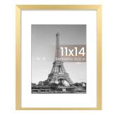 upsimples 11x14 Picture Frame, Display Pictures 8x10 with Mat or 11x14 Without Mat, Wall Hanging Photo Frame, Gold, 1 Pack upsimples 11x14 Picture Frame, Display Pictures 8x10 with Mat or 11x14 Without Mat, Wall Hanging Photo Frame, Gold, 1 Pack