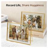 Jajamy Gold Floating Picture Frame for 5x7 Photos, Glass Pressed Picture Frames, Horizontal Standing Tabletop Glass Floating Frame for Home Decor ONLY ONE Jajamy Gold Floating Picture Frame for 5x7 Photos, Glass Pressed Picture Frames, Horizontal Standing Tabletop Glass Floating Frame for Home Decor ONLY ONE