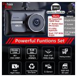Pahaa X18 4K Dual Dash Cam Front and Rear, Free 64GB Card Support 256G Max, 5.8G WiFi - up to 20MB/s Fastest Download Speed with App, 4K 2160P/FHD Dash Camera, 3 IPS, G-Sensor,24H Parking Mode Pahaa X18 4K Dual Dash Cam Front and Rear, Free 64GB Card Support 256G Max, 5.8G WiFi - up to 20MB/s Fastest Download Speed with App, 4K 2160P/FHD Dash Camera, 3 IPS, G-Sensor,24H Parking Mode