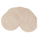 SHACOS Round Placemats Set of 6 Cotton Polyester Braided Place Mats 15 inch Heat Resistant Washable Table Mats for Kitchen Dining Party Natural Table Decor (Beige, 6) SHACOS Round Placemats Set of 6 Cotton Polyester Braided Place Mats 15 inch Heat Resistant Washable Table Mats for Kitchen Dining Party Natural Table Decor (Beige, 6)