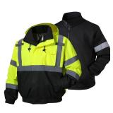 SKSAFETY 3-in-1 High Visibility Winter Bomber Jackets Zip Out Fleece Liner Reflective Safety Coats for men Waterproof ANSI/ISEA Class 3(Lime L) SKSAFETY 3-in-1 High Visibility Winter Bomber Jackets Zip Out Fleece Liner Reflective Safety Coats for men Waterproof ANSI/ISEA Class 3(Lime L)