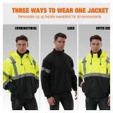 SKSAFETY 3-in-1 High Visibility Winter Bomber Jackets Zip Out Fleece Liner Reflective Safety Coats for men Waterproof ANSI/ISEA Class 3(Lime L) SKSAFETY 3-in-1 High Visibility Winter Bomber Jackets Zip Out Fleece Liner Reflective Safety Coats for men Waterproof ANSI/ISEA Class 3(Lime L)