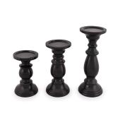 SAMHITA Set of 3 Farmhouse Mango Wood Candle Holders, in Black Finish for Table Centerpiece Candle for Any Room Decor SAMHITA Set of 3 Farmhouse Mango Wood Candle Holders, in Black Finish for Table Centerpiece Candle for Any Room Decor