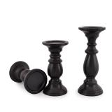 SAMHITA Set of 3 Farmhouse Mango Wood Candle Holders, in Black Finish for Table Centerpiece Candle for Any Room Decor SAMHITA Set of 3 Farmhouse Mango Wood Candle Holders, in Black Finish for Table Centerpiece Candle for Any Room Decor