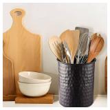 Monarch Abode Kitchen Utensil Holder Hand Hammered Metal Black Utensil Holder, Decorative Utensil Crock for Kitchen Counter, Cooking Tool and Spatula Holder for Countertop, Caddy Organizer Monarch Abode Kitchen Utensil Holder Hand Hammered Metal Black Utensil Holder, Decorative Utensil Crock for Kitchen Counter, Cooking Tool and Spatula Holder for Countertop, Caddy Organizer