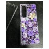 Changjia for Samsung Galaxy Z Fold 6 Glitter Bling Case,Cute Luxury 3D Crystal Rhinestone Diamond Flower Sparkle Stunning Stones Pearl with Wrist Strap Women Girls Case for Galaxy Z Fold 6 5G (Purple) Changjia for Samsung Galaxy Z Fold 6 Glitter Bling Case,Cute Luxury 3D Crystal Rhinestone Diamond Flower Sparkle Stunning Stones Pearl with Wrist Strap Women Girls Case for Galaxy Z Fold 6 5G (Purple)