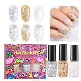 GELLEN Glitter Nail Polish Set 3 Colors Silver Gold Glitter Sequins Nail Polish Quick Dry Sparkle Nail Lacquer Reflective Fingernail Toenail Polish DIY Manicure Gift for Christmas/New Year/Winter GELLEN Glitter Nail Polish Set 3 Colors Silver Gold Glitter Sequins Nail Polish Quick Dry Sparkle Nail Lacquer Reflective Fingernail Toenail Polish DIY Manicure Gift for Christmas/New Year/Winter