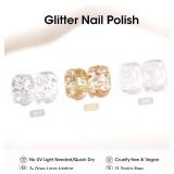 GELLEN Glitter Nail Polish Set 3 Colors Silver Gold Glitter Sequins Nail Polish Quick Dry Sparkle Nail Lacquer Reflective Fingernail Toenail Polish DIY Manicure Gift for Christmas/New Year/Winter GELLEN Glitter Nail Polish Set 3 Colors Silver Gold Glitter Sequins Nail Polish Quick Dry Sparkle Nail Lacquer Reflective Fingernail Toenail Polish DIY Manicure Gift for Christmas/New Year/Winter