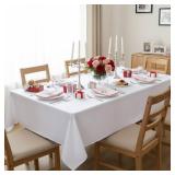 sancua Rectangle Tablecloth - 54 x 108 Inch - Stain and Wrinkle Resistant Washable Polyester Table Cloth, Decorative Fabric Table Cover for Dining Tables, Buffet Parties and Camping, White sancua Rectangle Tablecloth - 54 x 108 Inch - Stain and Wrinkle Resistant Washable Polyester Table Cloth, Decorative Fabric Table Cover for Dining Tables, Buffet Parties and Camping, White