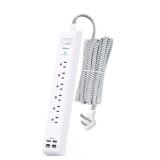 Surge Protector Power Strip 10 ft with 4 USB Ports 2 USB-C 6 AC Outlets, Flat Plug Extension Cord, USB Charging Station, Wall Mountable for Home, Office, Dorm Essentials, 1080J, ETL Listed Surge Protector Power Strip 10 ft with 4 USB Ports 2 USB-C 6 AC Outlets, Flat Plug Extension Cord, USB Charging Station, Wall Mountable for Home, Office, Dorm Essentials, 1080J, ETL Listed