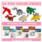 JOYIN 24 Packs Valentines Day Cards with Dinosaur Building Blocks for Gifts Party Favor, Classroom Exchange Prize, Valentines Greeting Cards JOYIN 24 Packs Valentines Day Cards with Dinosaur Building Blocks for Gifts Party Favor, Classroom Exchange Prize, Valentines Greeting Cards