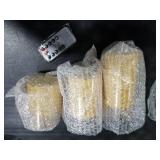 NURADA Flickering Flameless Candles: Built-in Star String Lights Acrylic Battery Operated LED Pillar Candles with Remote and Timer for Romantic Mood Home Decoration - 3 Pack Gold NURADA Flickering Flameless Candles: Built-in Star String Lights Acrylic Battery Operated LED Pillar Candles with Remote and Timer for Romantic Mood Home Decoration - 3 Pack Gold