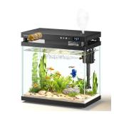 Vehipa Fish Tank, 2.2 Gallon Glass Aquarium, Small Fish Aquarium Kits with Smart Humidifier, Auto Feeder, Silent Water Pump, Temperature Display & 7-Color Lighting, for Office & Home - Black Vehipa Fish Tank, 2.2 Gallon Glass Aquarium, Small Fish Aquarium Kits with Smart Humidifier, Auto Feeder, Silent Water Pump, Temperature Display & 7-Color Lighting, for Office & Home - Black