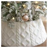 Bunny Chorus Christmas Tree Collar, Rustic White Luxury Plush Faux Fur Tree Collar with Textured Crossed Diamond Pattern, Soft Boho Xmas Tree Ring Beige Tree Skirt for Holiday Decorations Home Decor Bunny Chorus Christmas Tree Collar, Rustic White Luxury Plush Faux Fur Tree Collar with Textured Crossed Diamond Pattern, Soft Boho Xmas Tree Ring Beige Tree Skirt for Holiday Decorations Home Decor