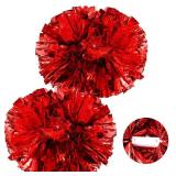 Red Cheerleading Pom Poms with Baton Handle 2 Pack for Team Spirit Sports Dance Cheering Red Cheerleading Pom Poms with Baton Handle 2 Pack for Team Spirit Sports Dance Cheering