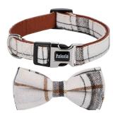 Faleela Soft &Comfy Bowtie Dog Collar,Detachable and Adjustable Bow Tie Collar,for Small Medium Large Pet (L, Beige) Faleela Soft &Comfy Bowtie Dog Collar,Detachable and Adjustable Bow Tie Collar,for Small Medium Large Pet (L, Beige)
