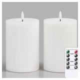 Zevanor Flameless Flickering 4 x6 Real Wax White Remote Candles with Candle Grease, Pack of 2 Timer LED Battery Operated Fake Warm Light Pillar Candles for Home, Banquet, Ceremony Decoration Zevanor Flameless Flickering 4 x6 Real Wax White Remote Candles with Candle Grease, Pack of 2 Timer LED Battery Operated Fake Warm Light Pillar Candles for Home, Banquet, Ceremony Decoration