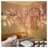 FNHMSL Cherry Enchanted Willow Vine Lights, 5.25FT 72LED Pink Cherry Blossom Tree Branch Lights for Wall, Remote Timer,8 Light Model,Bedroom Wall Doors Wedding, Christmas, USB Battery Box FNHMSL Cherry Enchanted Willow Vine Lights, 5.25FT 72LED Pink Cherry Blossom Tree Branch Lights for Wall, Remote Timer,8 Light Model,Bedroom Wall Doors Wedding, Christmas, USB Battery Box