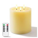 Amagic 3 Wicks Extra Large Flameless Candles, Battery Operated Candles with Remote Control and Timers, 6-inch Diameter LED Pillar Candles, Real Wax, Liquid Effect, Ivory, 6x6 Amagic 3 Wicks Extra Large Flameless Candles, Battery Operated Candles with Remote Control and Timers, 6-inch Diameter LED Pillar Candles, Real Wax, Liquid Effect, Ivory, 6x6