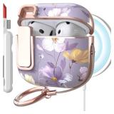 TATOFY Cover for AirPods 4th Generation Case with Lock Clip Cleaner Kit Slim Hard AirPod 4 Lock Case Compatible with MagSafe (Violet) TATOFY Cover for AirPods 4th Generation Case with Lock Clip Cleaner Kit Slim Hard AirPod 4 Lock Case Compatible with MagSafe (Violet)