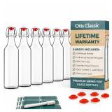 Otis Classic Swing Top Glass Bottles - Set of 6, 16oz w/Marker & Labels - Clear Bottle with Caps for Juice, Water, Kombucha, Wine, Beer Brewing, Kefir Milk or Eggnog Otis Classic Swing Top Glass Bottles - Set of 6, 16oz w/Marker & Labels - Clear Bottle with Caps for Juice, Water, Kombucha, Wine, Beer Brewing, Kefir Milk or Eggnog