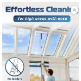 DSV Standard Window Cleaning Kit 62 , Window Washing Kit with Extension Pole with Silicone Scraper and 2X Microfiber Scrubber Sleeves, Window Cleaner Tool for Home, Shower, Glass, Mirror, Car