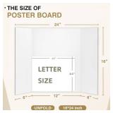 Chell Mini Size Trifold Poster Board, 16' x 24', Small Corrugated Project Boards, White, 8 Pack