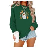 QLIPIN Spooky Season Sweatshirt Womens Halloween Sweatshirt Spooky Fall Ribbed Textured Knit Long Sleeve Pullover Tops Size Small