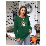 QLIPIN Spooky Season Sweatshirt Womens Halloween Sweatshirt Spooky Fall Ribbed Textured Knit Long Sleeve Pullover Tops Size Small