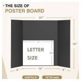 Chell Mini Size Trifold Poster Board, 16' x 24', Small Corrugated Project Boards, Black, 4 Pack