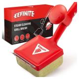 BBQ Grill Cleaner Brush, EEFINITE Steam Grill Brush for Outdoor Grilling with Replacement Scrub Sponge + Superior Scraper, Safe No Wire Bristle Barbecue Scrubber Brush for Grills Cleaning Tool
