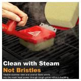 BBQ Grill Cleaner Brush, EEFINITE Steam Grill Brush for Outdoor Grilling with Replacement Scrub Sponge + Superior Scraper, Safe No Wire Bristle Barbecue Scrubber Brush for Grills Cleaning Tool