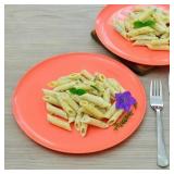 Youngever 10 Inch Plastic Plates, Large Plates, Dinner Plates, Set of 9 (Peach)