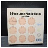 Youngever 10 Inch Plastic Plates, Large Plates, Dinner Plates, Set of 9 (Peach)