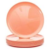 Youngever 10 Inch Plastic Plates, Large Plates, Dinner Plates, Set of 9 (Peach)