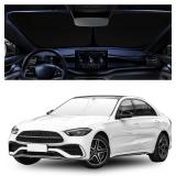 Car Sun Shade,240T Silver Coated Fabric Front Windshield Suns Shade with Double Ring & Opening Design for Blocking Heat,Foldable Windshield Cover Sun Shades with Storage Bag (L(57.08x31.49))