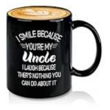 Uncle Gifts, I Smile Because You're My Uncle Coffee Mug, Uncle's Day Gift Mug Birthday Christmas Gifts for Uncle, 11Oz
