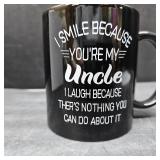 Uncle Gifts, I Smile Because You're My Uncle Coffee Mug, Uncle's Day Gift Mug Birthday Christmas Gifts for Uncle, 11Oz