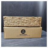 Onhomes Anne Toilet Paper Basket, Water Hyacinth Bathroom Baskets Built-in Handles, Wicker Basket for Back of Toilet Tank, Toilet Tank Basket, Basket