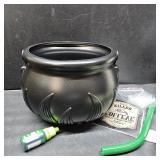 Floating Potion Cauldron - Cauldron Halloween Decor with Magic Floating Potion Bottles and Diffuser - Black Plastic Witches Bowl Hocus Pocus Party Decoration for Vintage Home Decor