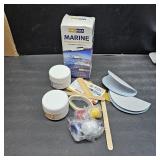 Marine Fiberglass Repair Kit for Boats, Gel Coat Repair Kit for Boats, Boat Gelcoat Repair Kit, Epoxy Filler for Boats, Fiberglass Boat Repair Kit Fix Holes, Chips, Pits, Cracks (Color Match)