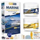 Marine Fiberglass Repair Kit for Boats, Gel Coat Repair Kit for Boats, Boat Gelcoat Repair Kit, Epoxy Filler for Boats, Fiberglass Boat Repair Kit Fix Holes, Chips, Pits, Cracks (Color Match)