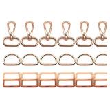 Swivel Hooks with D Ring and Tri-Glides Slide Buckle 18Pcs Metal Lanyard Swivel Clips Lobster Clasp Snap Hook for Purses Straps Handbag Making Hardware(Gold Buckle 1 inch)
