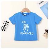 YOUNGER STAR Children Gray Young Wild Three Birthday Four Ever Wild Brother Twin Letter Print T-Shirts 3T 4T
